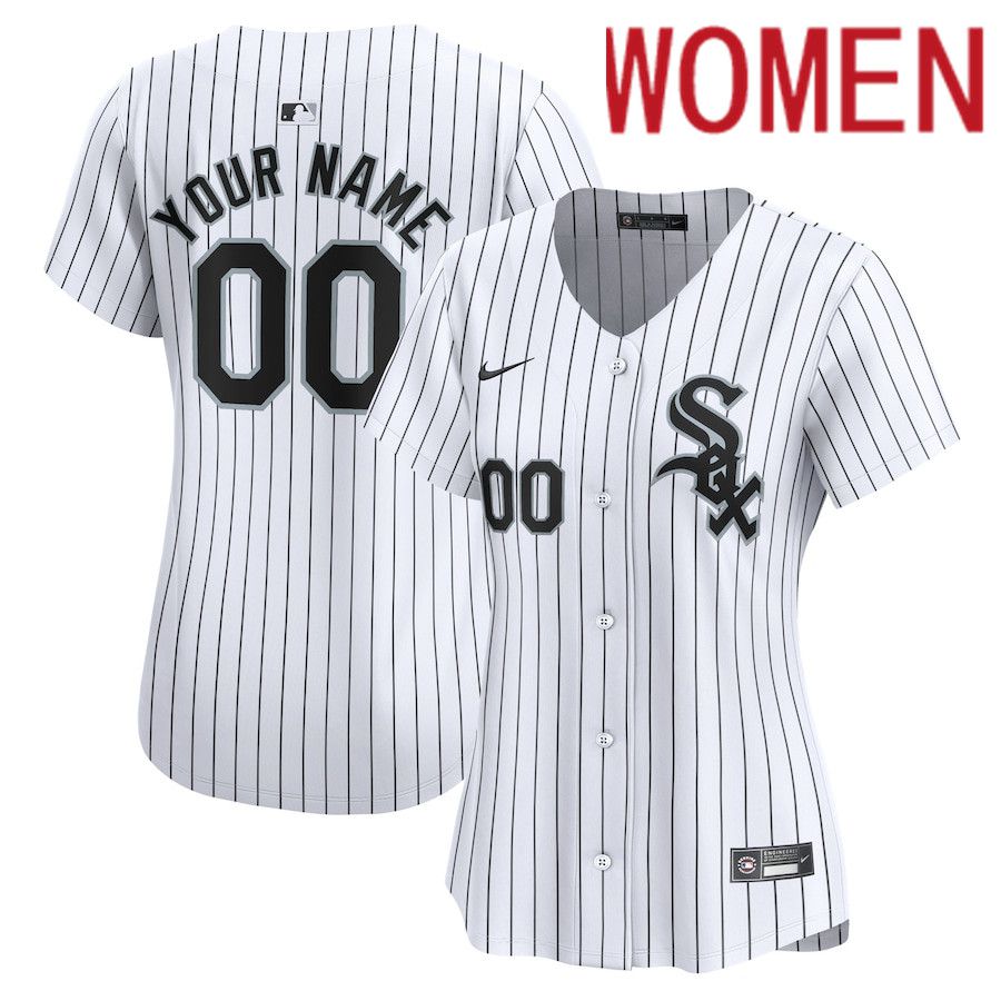 Women Chicago White Sox Nike White Home Limited Custom MLB Jersey->women mlb jersey->Women Jersey